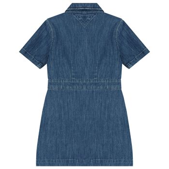 فستان بنات من الدينيم بالشعار باللون الازرق 