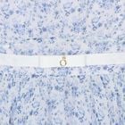 Girls Blue Floral Belted Dress, 2, hi-res