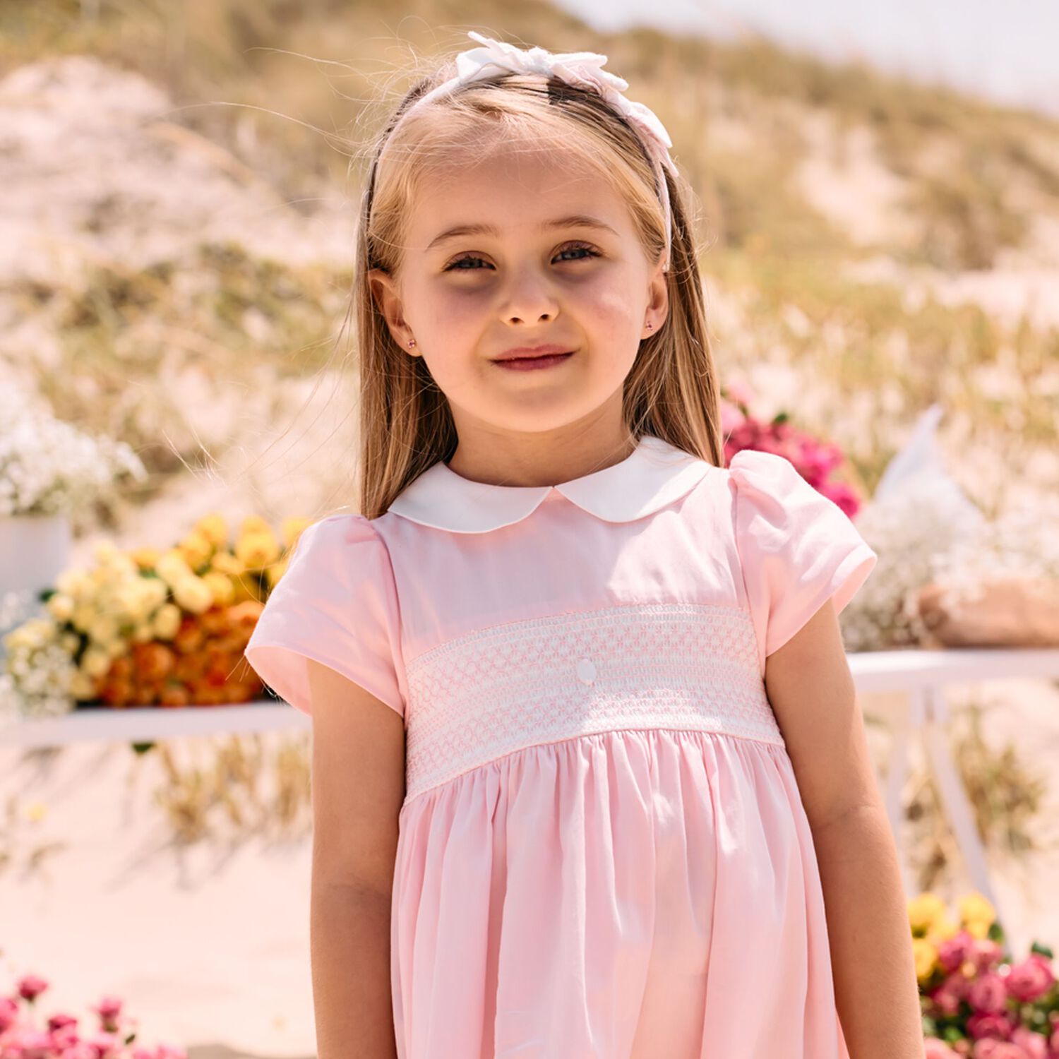 Girls Ivory Floral Chiffon Headband, 1, hi-res image number null
