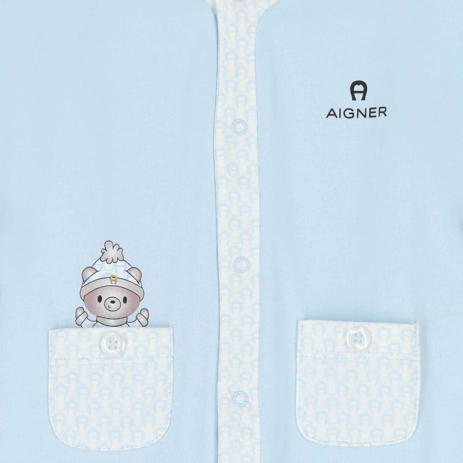 Baby Boys Blue Teddy Bear Logo Babygrow, 2, hi-res