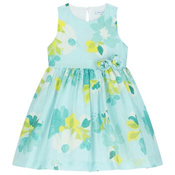فستان بنات بطبعة الزهور باللون الأخضر