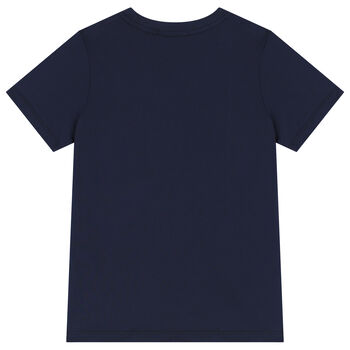 Boys Navy Blue & Gold Logo T-Shirt