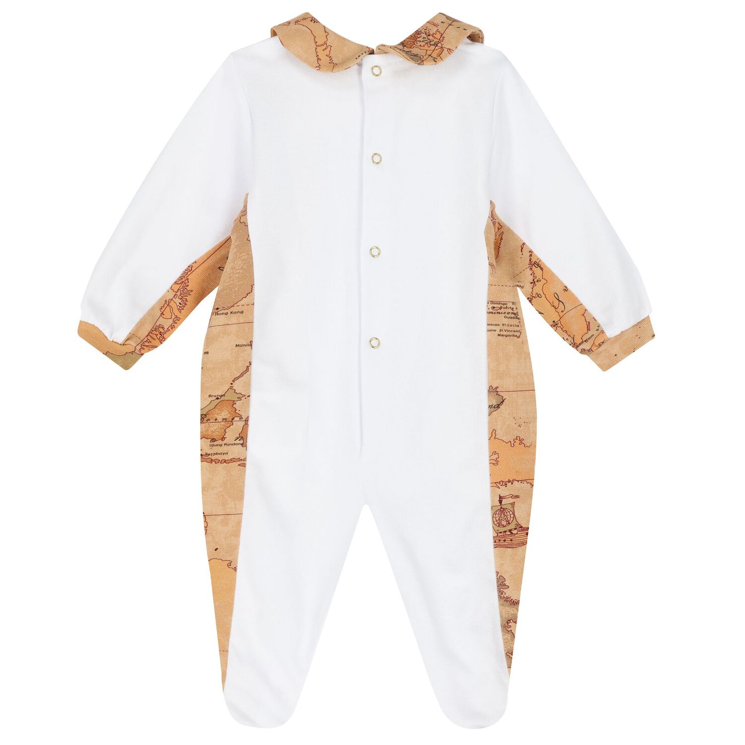 White & Beige Geo Map Babygrow Set, 1, hi-res