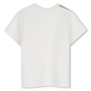Younger Boys White & Beige Logo T-Shirt