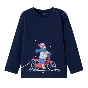 Younger Boys Navy Graphic Long Sleeve Top