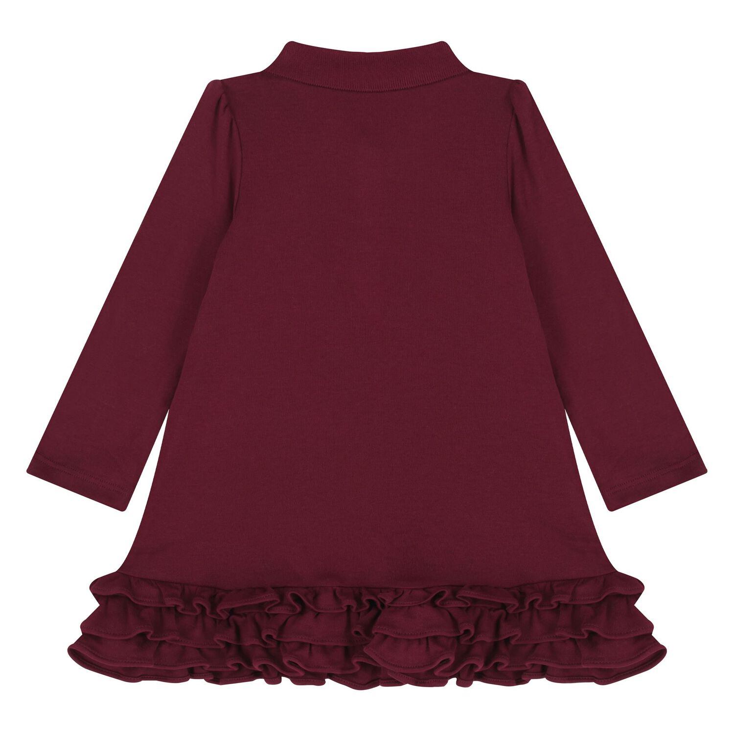 Baby Girls Burgundy Ruffled Polo Dress Set, 2, hi-res image number null