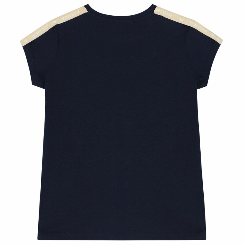 Girls Navy Blue Logo T-shirt, 1, hi-res image number null