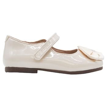 Younger Girls Ivory Patent Leather Shoes