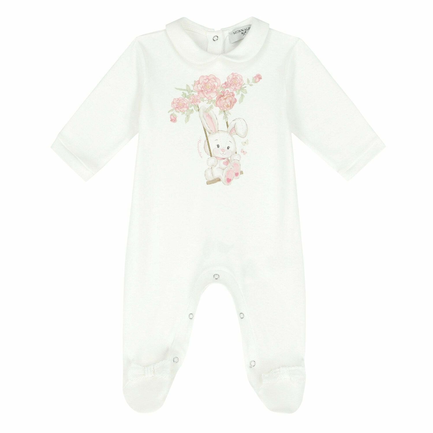 Baby Girls White Rabbit Babygrow, 1, hi-res