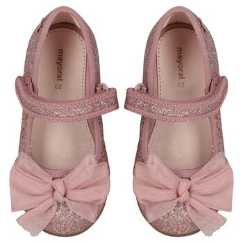 Younger Girls Rose Gold Bow Shoes