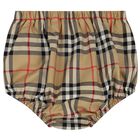 طقم فستان بنات كاروهات باللون الأبيض والبيج, 1, hi-res