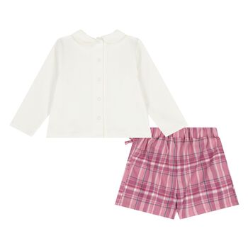 Younger Girls Ivory & Pink Shorts Set