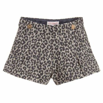 Girls Navy & Gold Jacquard Shorts