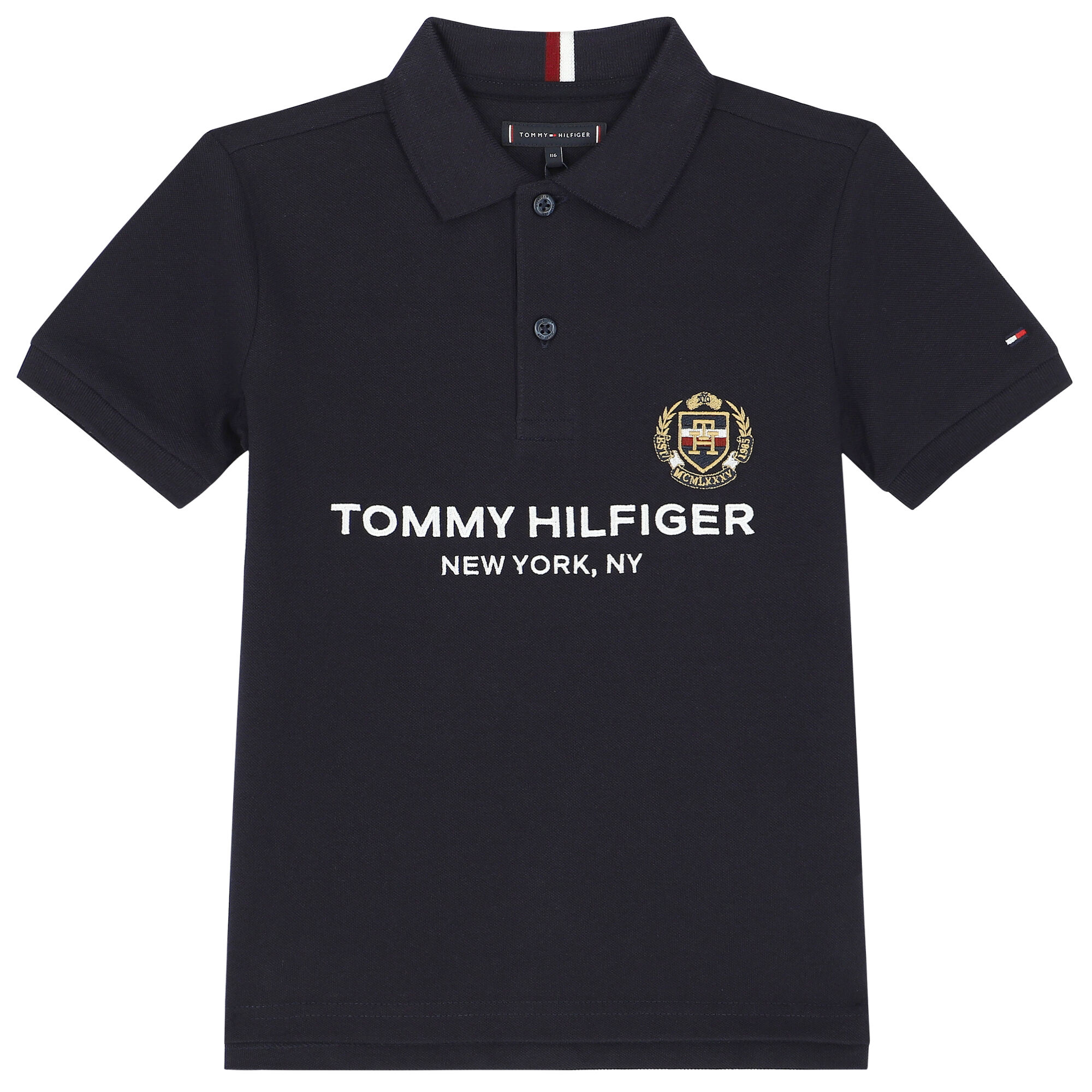 Tommy Hilfiger Boys Navy Logo Polo Shirt Junior Couture USA