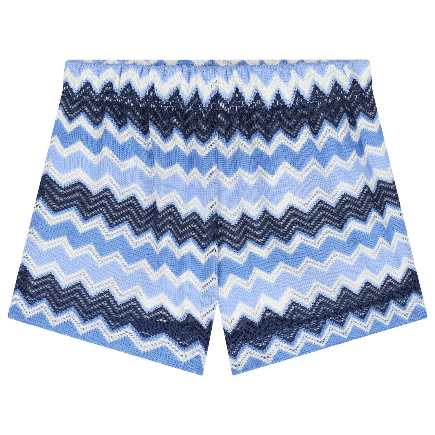 Girls White & Blue Zigzag Shorts Set, 3, hi-res image number null