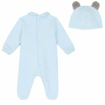 Baby Boys Blue Bear Babygrow & Hat Set