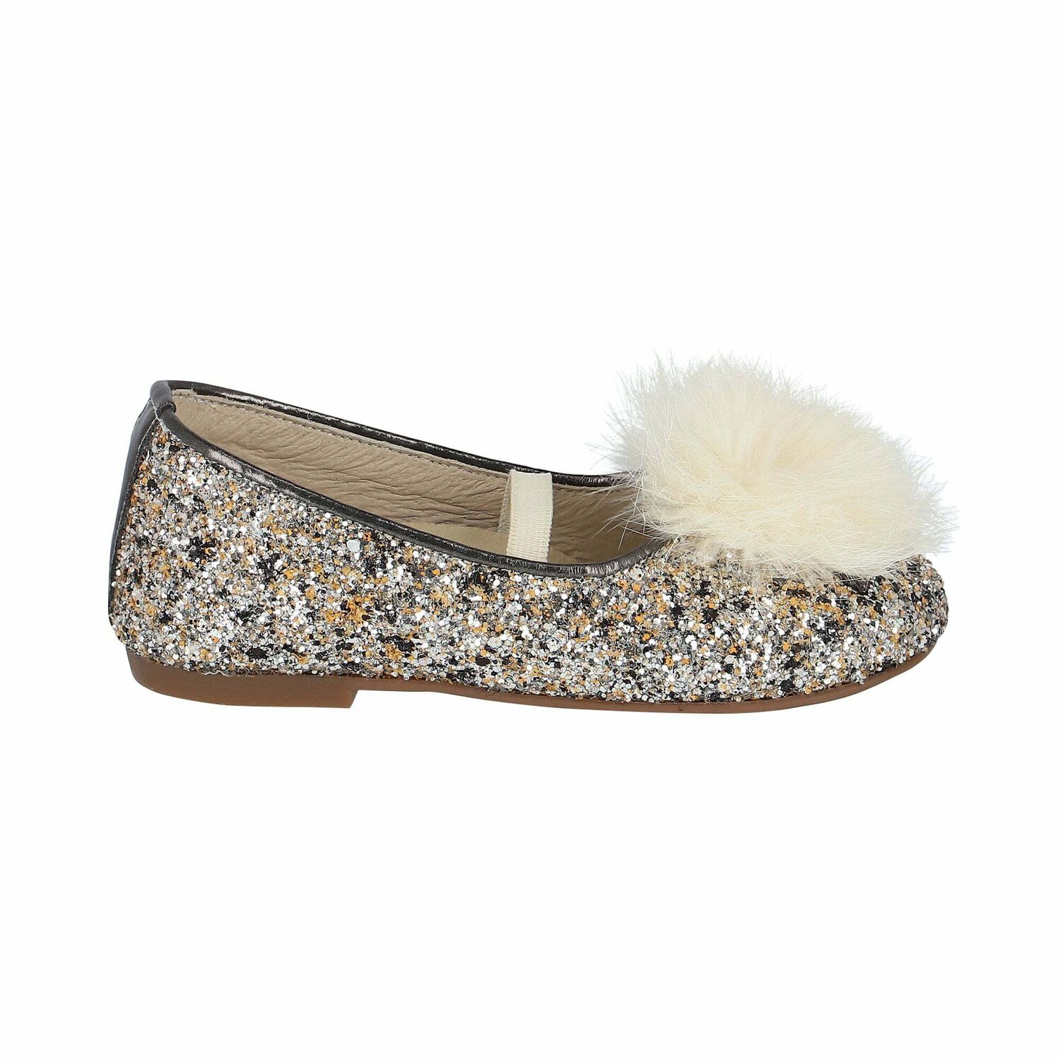 Girls Silver Embellished Ballerina Shoes, 1, hi-res image number null