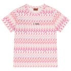 Girls Pink & White Logo Zig Zag T-Shirt, 1, hi-res