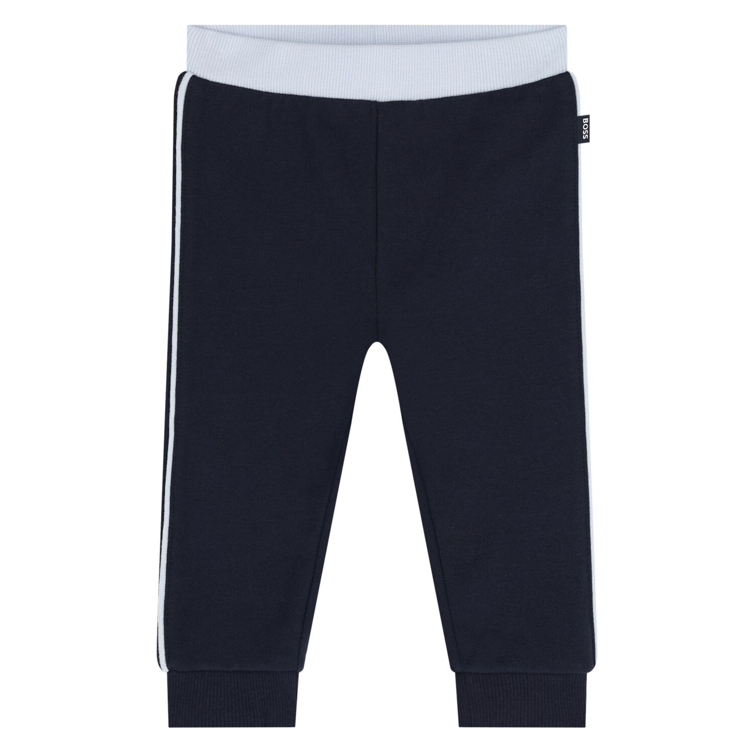 Baby Boys Navy Blue & White Logo Tracksuit Set, 2, hi-res