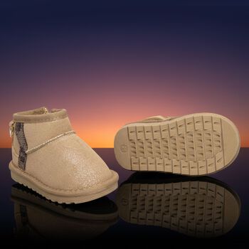 Younger Girls Beige Faux Suede Boots