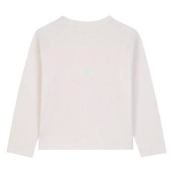 Girls Ivory Lovebird Logo Long Sleeve Top