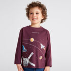 Boys Red Space Long Sleeve Top, 1, hi-res