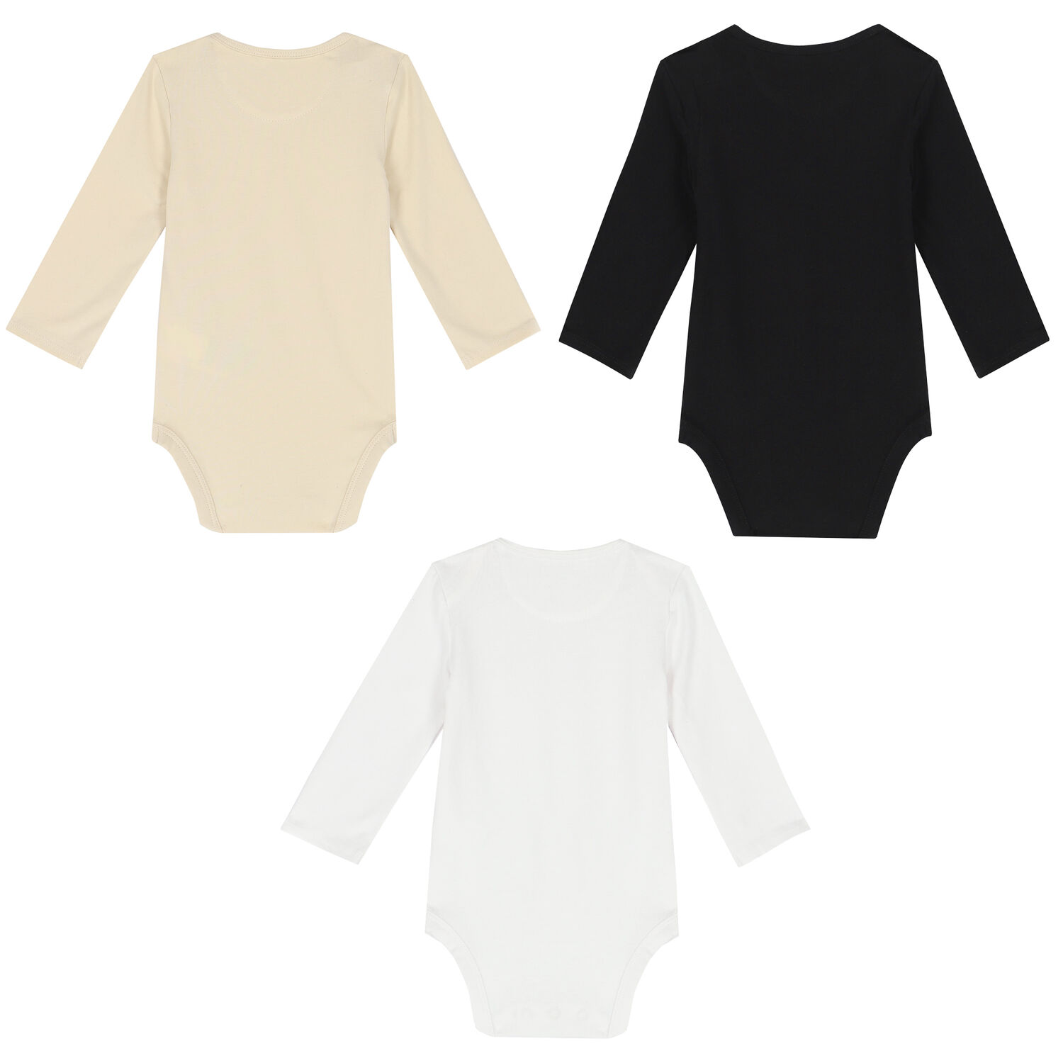 Baby Boys Black, Beige & White Logo Bodysuits, 1, hi-res