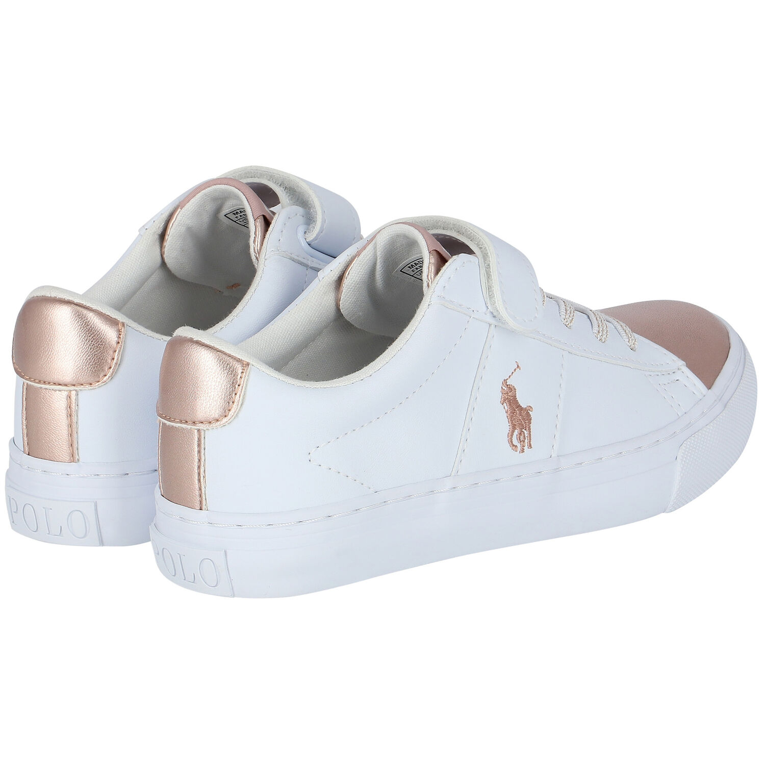 Girls White Logo Trainers, 1, hi-res