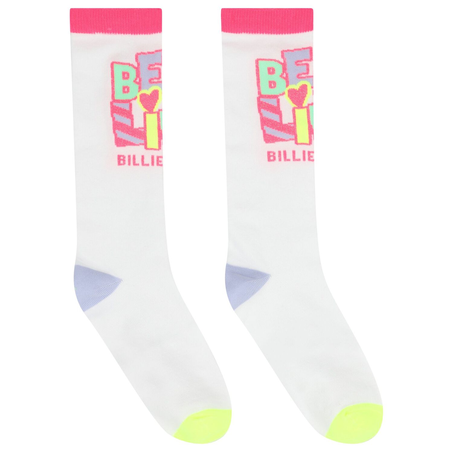Girls White & Yellow Logo Socks ( 2-Pack ) , 1, hi-res