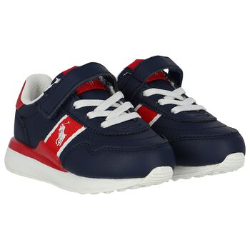 Boys Navy Blue & Red Trainers