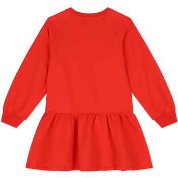 Girls Red Teddy Bear Logo Dress