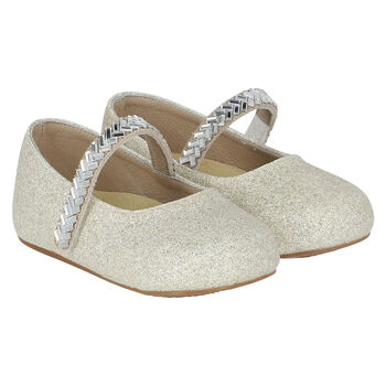 Baby Girls Ivory & Silver Glitter Shoes