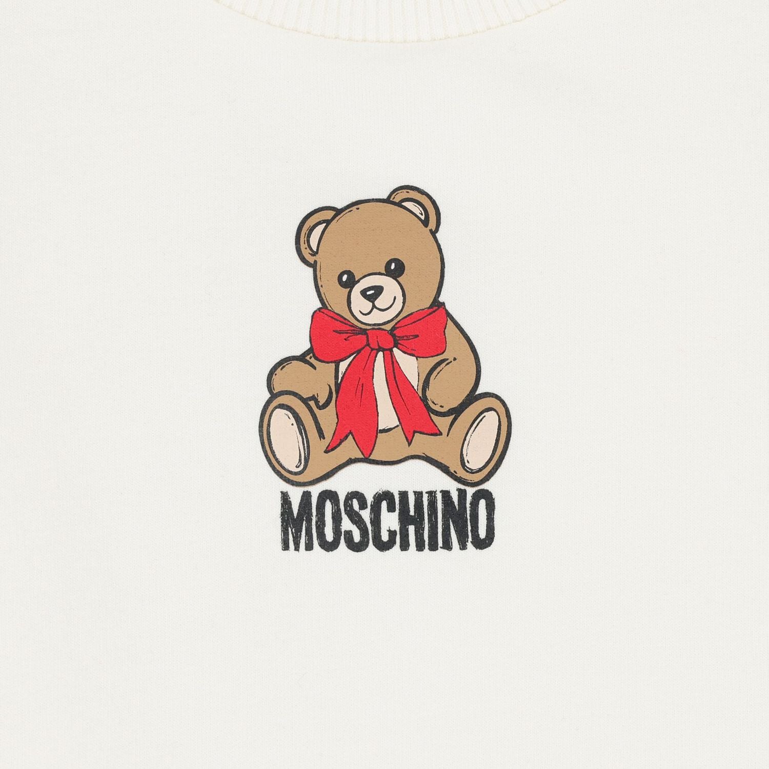 Younger Girls Ivory Teddy Bear Logo Dress , 1, hi-res