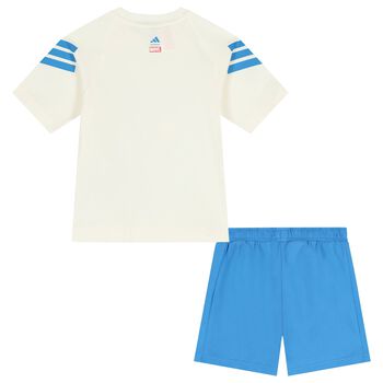 Boys Ivory & Blue Marvel Shorts Set
