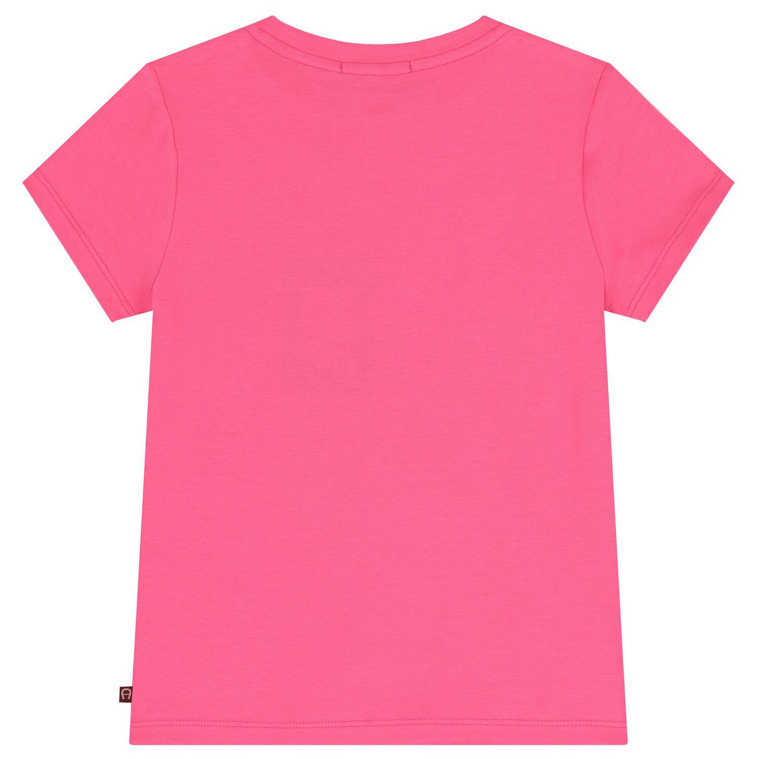 Girls Pink Teddy Bear Logo T-Shirt, 3, hi-res