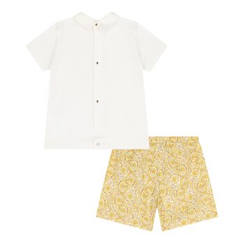 Ivory & Gold Logo Baby Shorts Set