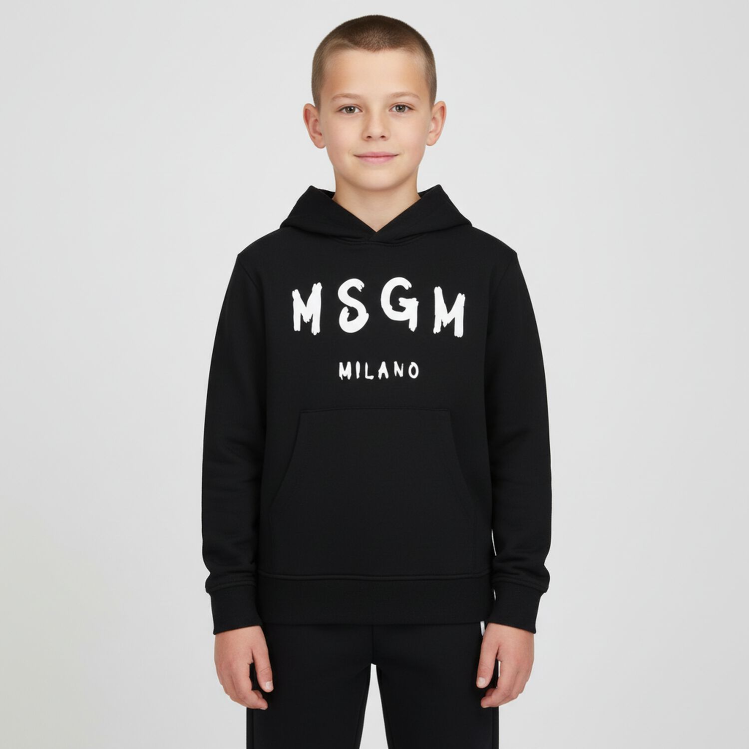 Black Logo Hooded Top, 2, hi-res