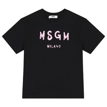 Girls Black & Pink Logo T-Shirt