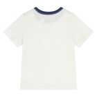 Baby Boys White and Navy Blue Logo Short Set , 1, hi-res