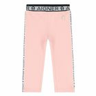Younger Girls Pink Logo Leggings, 1, hi-res