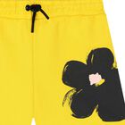 Girls Yellow Daisy Shorts, 1, hi-res