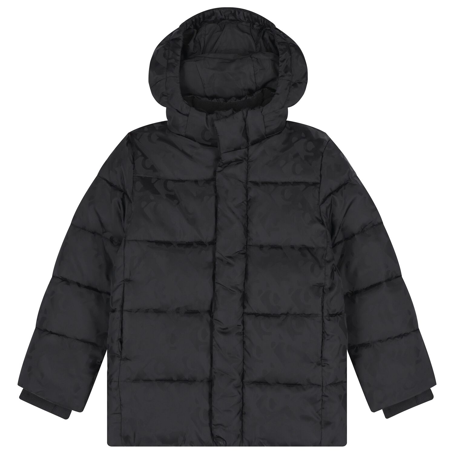 Boys Black Logo Padded Puffer Jacket, 1, hi-res