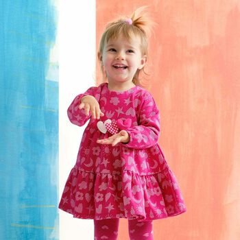Girls Pink Printed Dress
