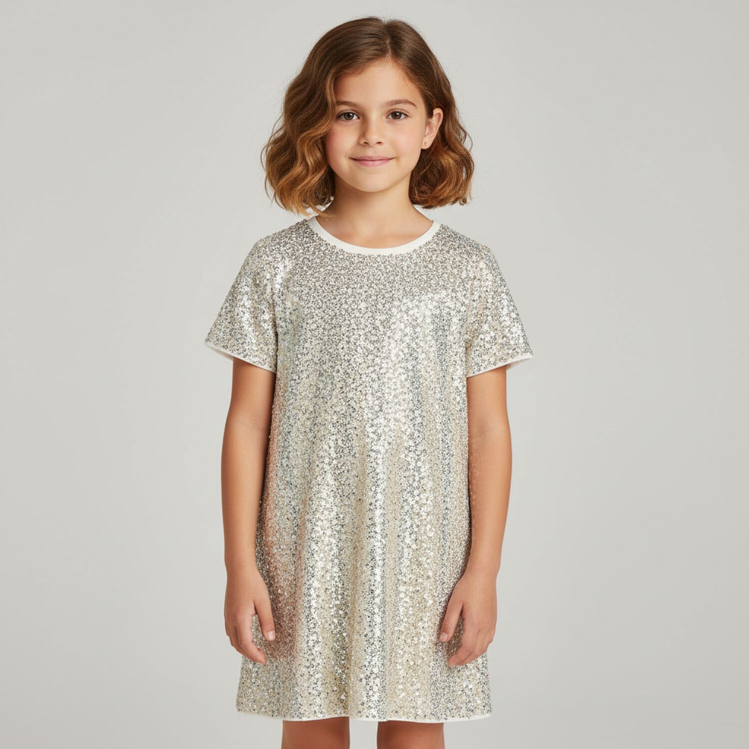 Girls Gold Sequin Dress, 1, hi-res image number null