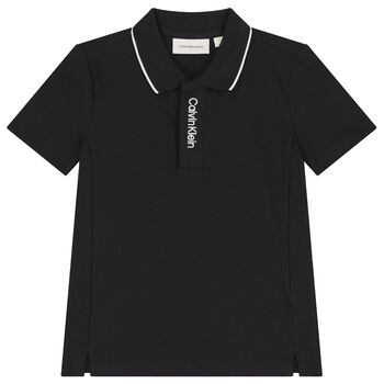 Calvin Klein Boys Black Logo Polo Shirt, 1 Boys Black Logo Polo Shirt