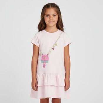 Girls Pink Logo Bag Dress