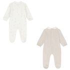 White & Beige Logo Babygrow ( 2-Pack ), 1, hi-res