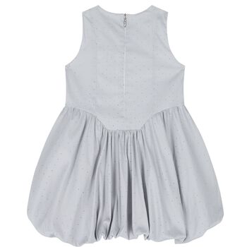 Girls Grey Embellished Rhinestones Dress