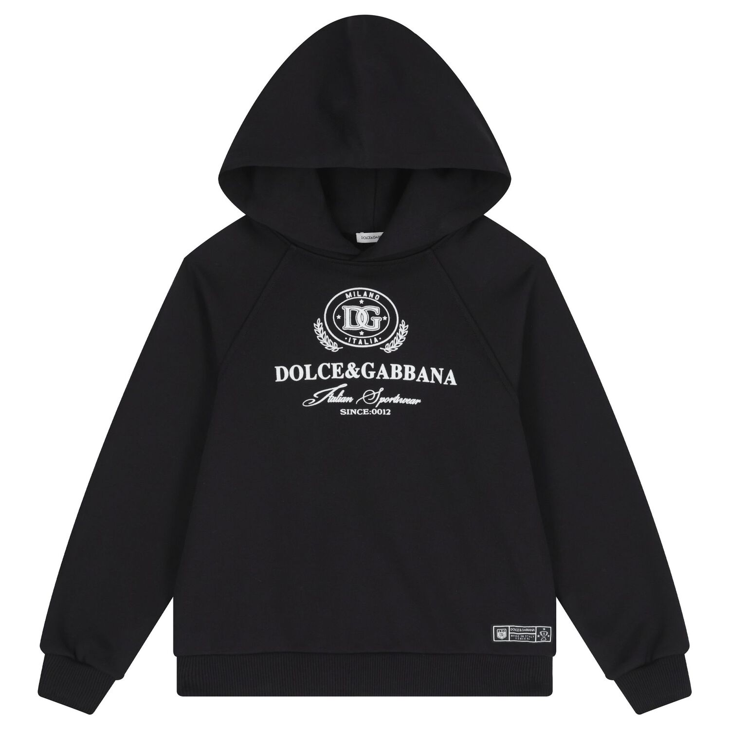 Boys Black Logo Hooded Top, 1, hi-res