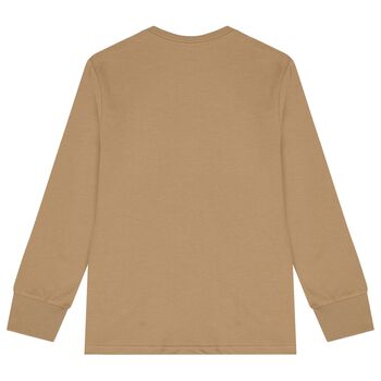 Boys Beige Logo Polo Bear Long Sleeve Top